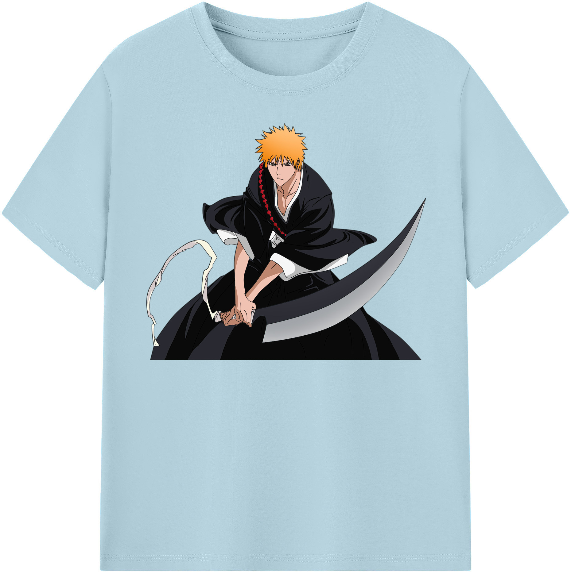 （画像用） ブリーチ 黒崎一護（くろさき いちご）BLEACH Kurosaki Ichigo 綿100％半袖Tシャツ（フロントプリント）